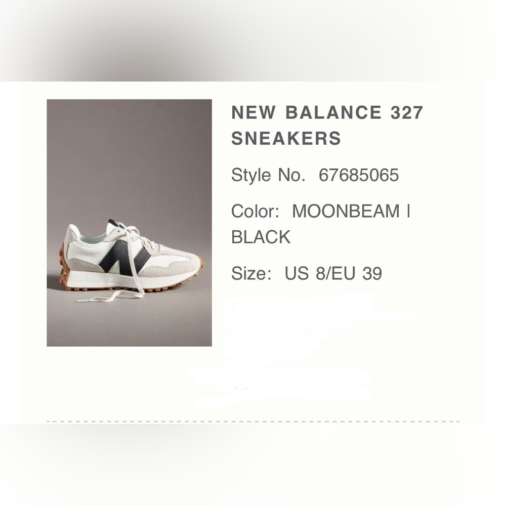 New Balance 327 MOONBEAM size 8